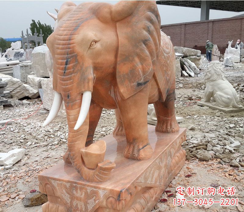 商丘晚霞红大象招财石雕