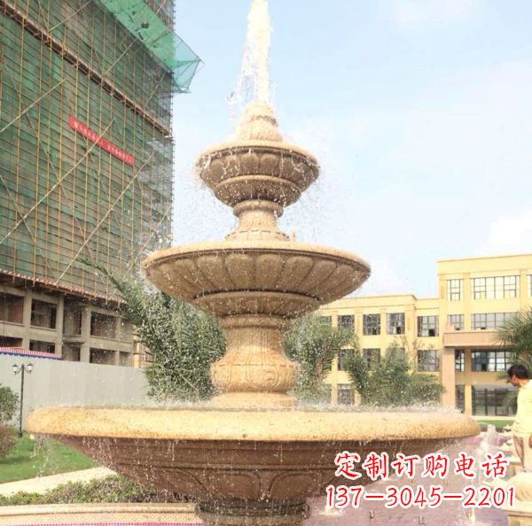 商丘晚霞红大型多层喷泉石雕
