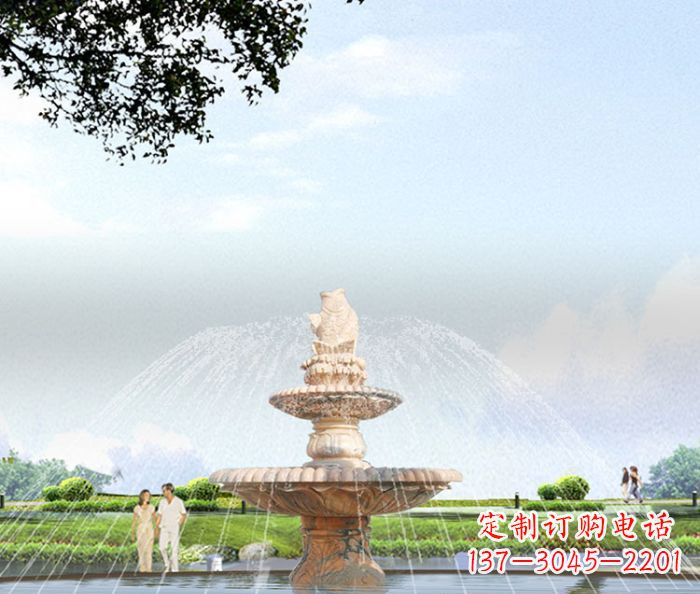 商丘晚霞红多层大型石雕喷泉 (4)