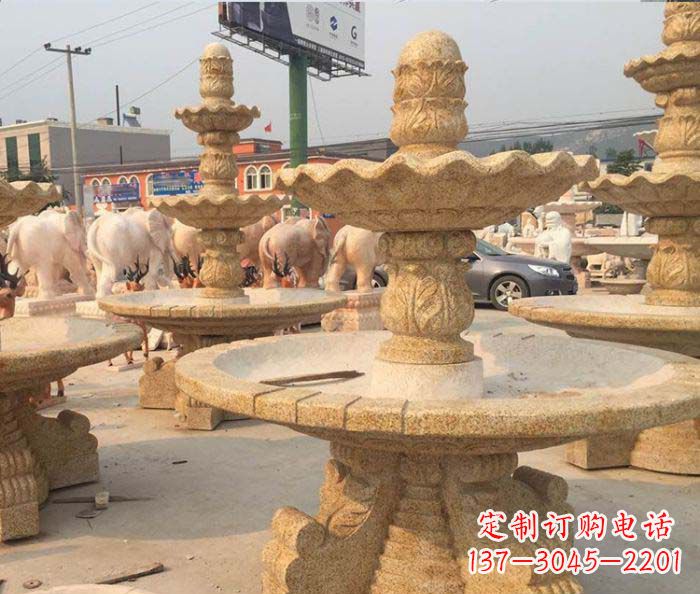 商丘晚霞红多层大型石雕喷泉