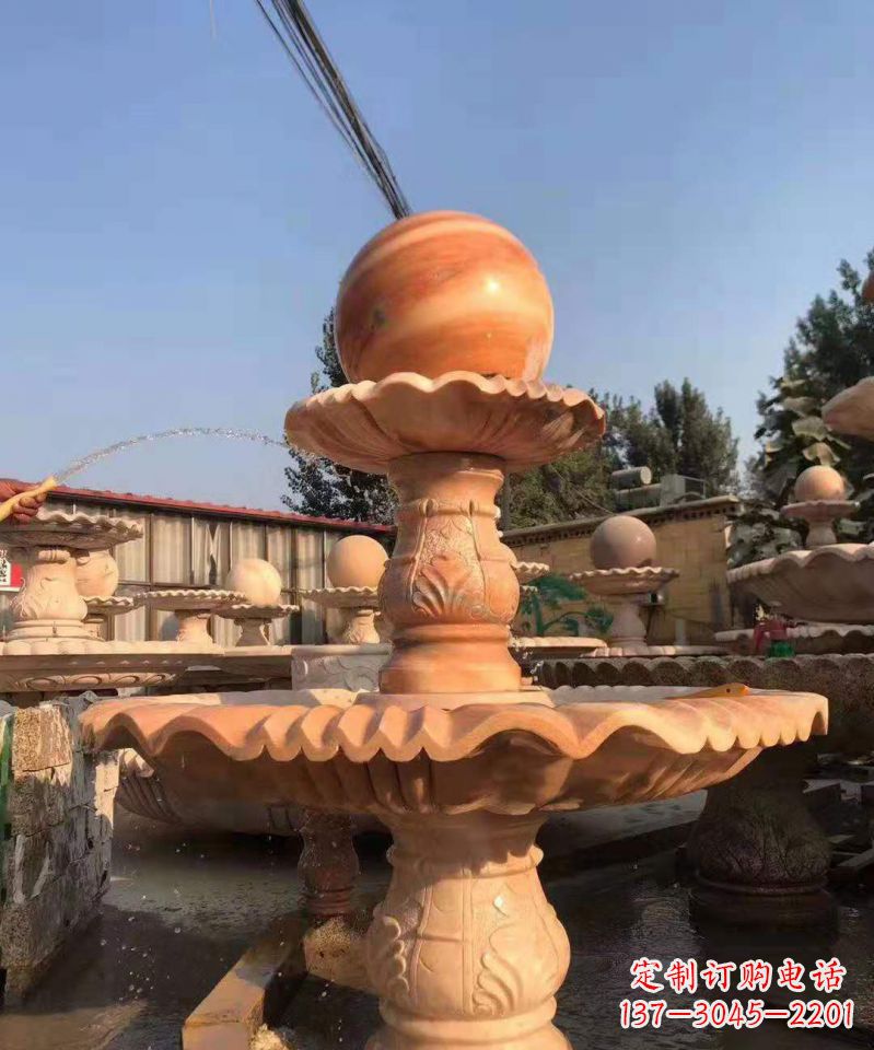 商丘晚霞红风水球雕塑别墅庭院景观雕塑 