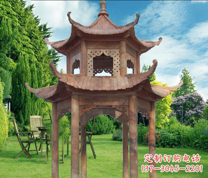 商丘晚霞红公园建筑凉亭