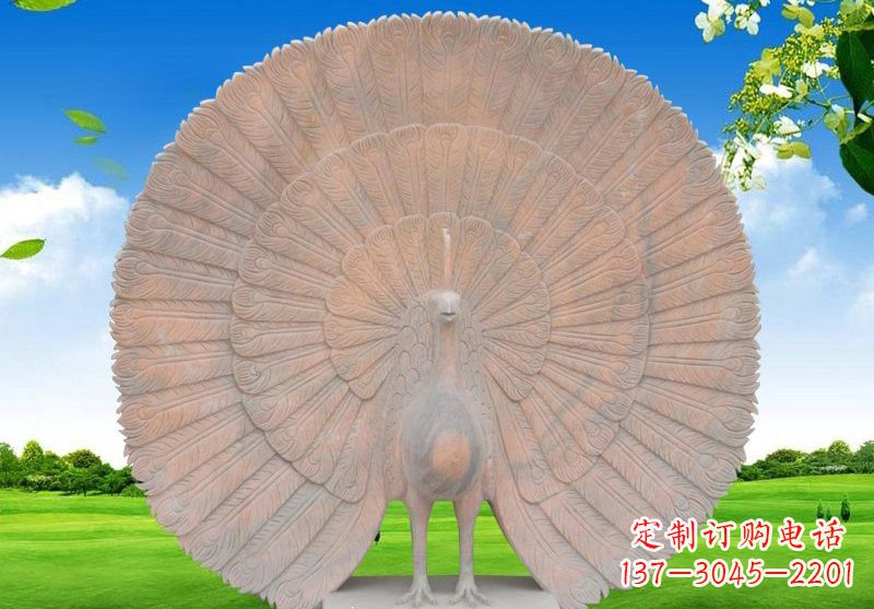 商丘晚霞红开屏孔雀雕塑
