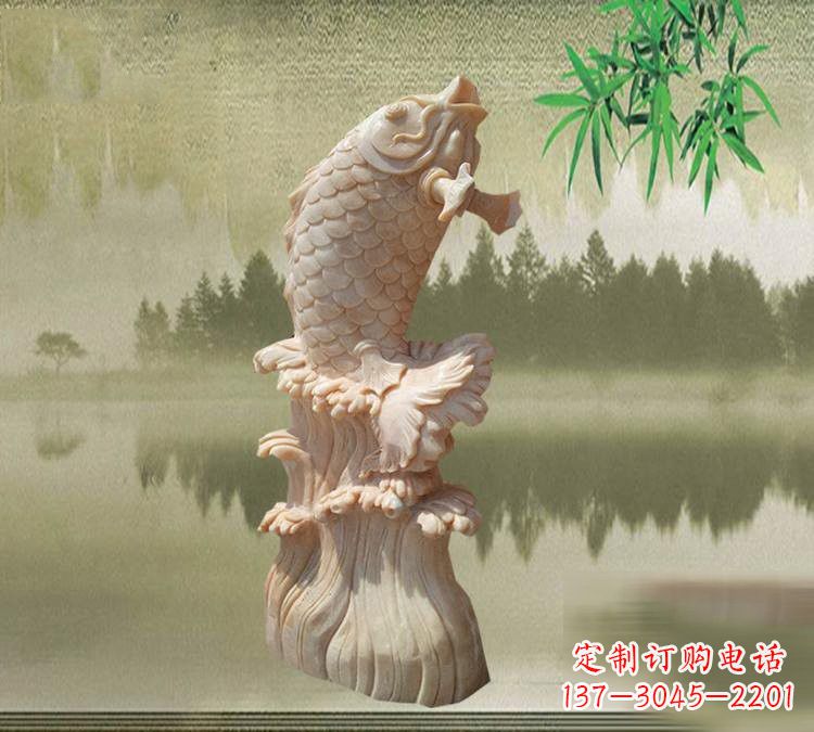 商丘晚霞红鲤鱼石雕