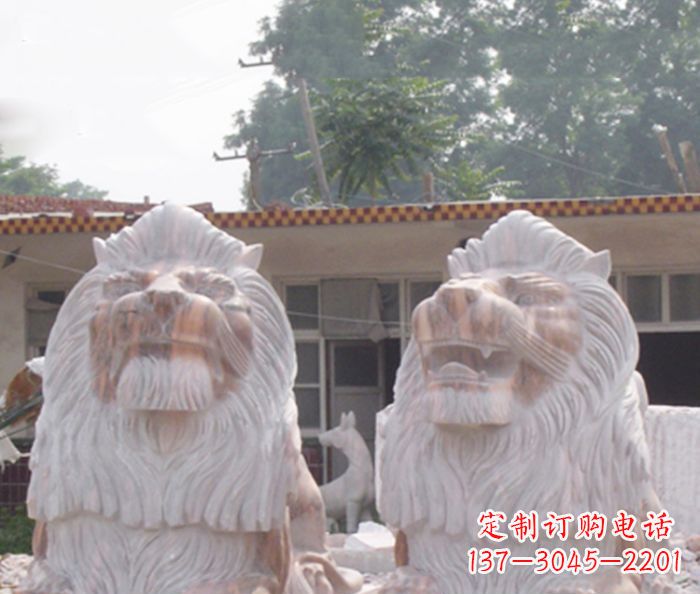 商丘晚霞红欧式石雕狮子