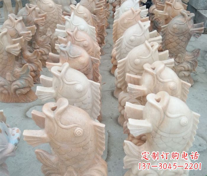商丘晚霞红喷水鲤鱼公园石雕 (2)