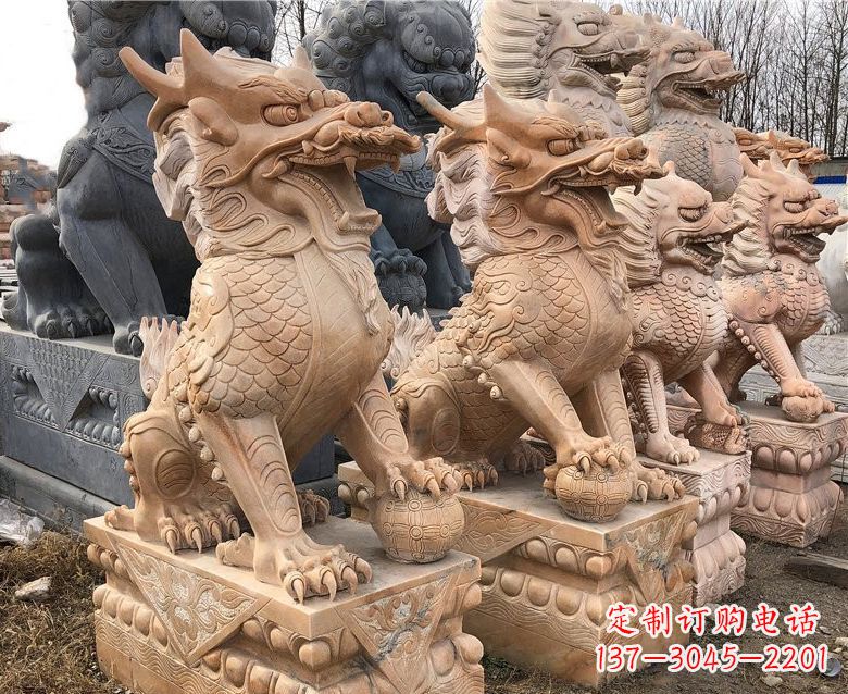 商丘晚霞红麒麟石雕 (2)