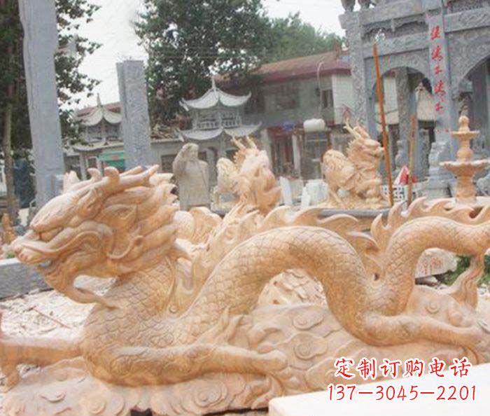 商丘晚霞红生肖龙石雕
