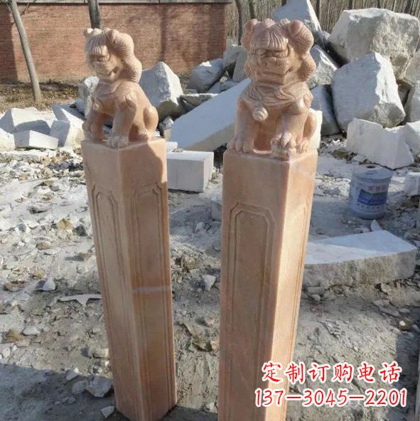 商丘晚霞红狮子拴马桩