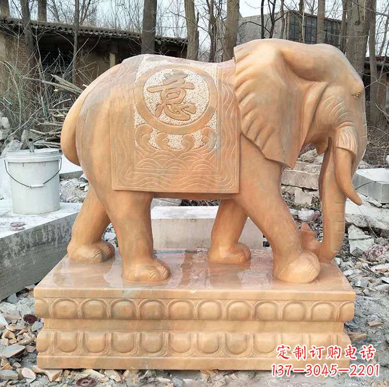 商丘晚霞红石材大象雕塑