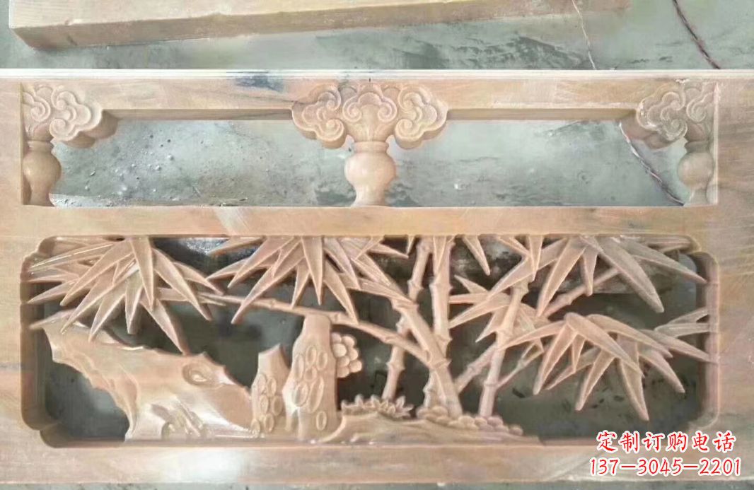 商丘晚霞红石浮雕栏板户外摆件园林景观雕塑