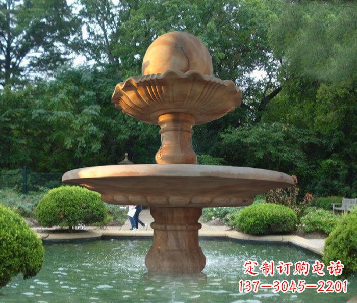 商丘晚霞红双层风水球喷泉公园石雕