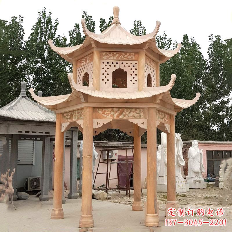 商丘晚霞红双层石凉亭