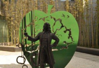 商丘拿着苹果的牛顿西方名人铜雕