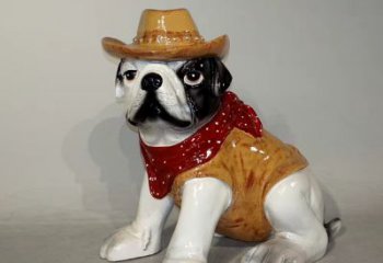 商丘任性可爱的牛仔造型斗牛犬雕塑