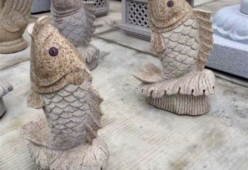 商丘花岗岩石雕-鲤鱼雕塑