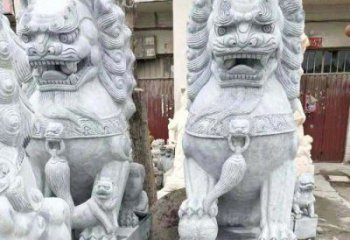 商丘象征力量的大理石狮子石雕