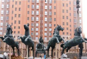 商丘精美青铜马拉车广场雕塑