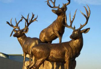 商丘三鹿登高鹿景观铜雕，让你秀智慧雕刻艺术