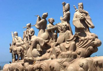 商丘神话传说“八仙过海”人物群景观石雕