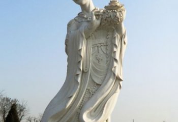 商丘古典美女雕塑——十二花神之四月牡丹杨玉环汉白玉