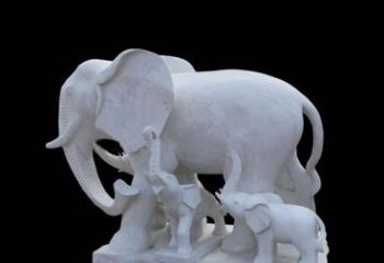 商丘石雕母子大象公园动物雕塑