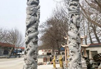 商丘中领雕塑传统工艺制作精美石雕盘龙柱