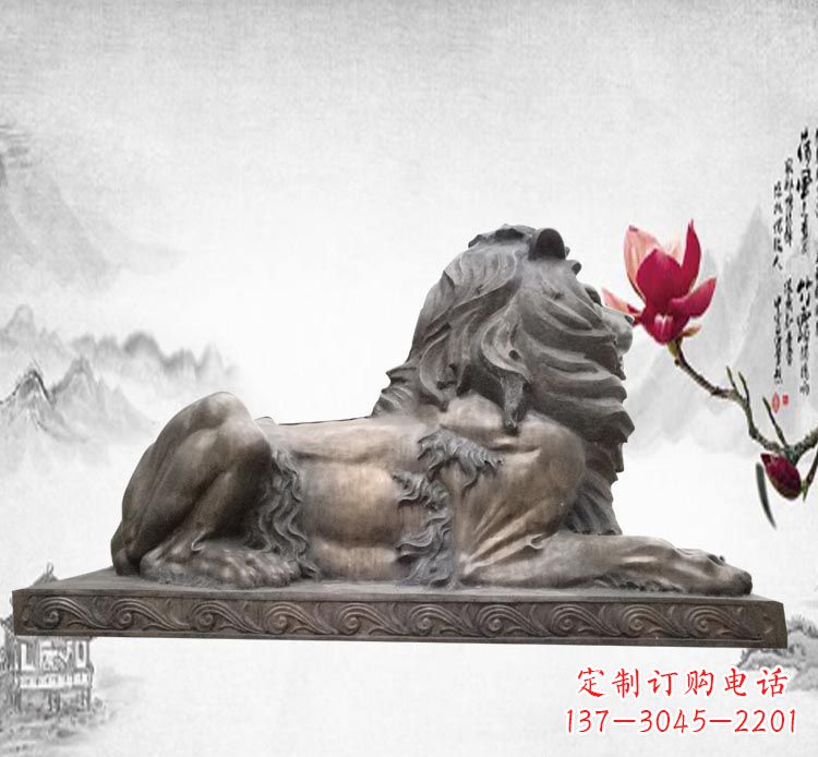 商丘卧着的西洋狮子铜雕