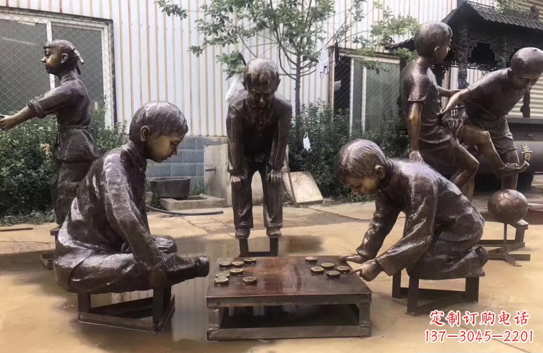 商丘下象棋儿童铜雕