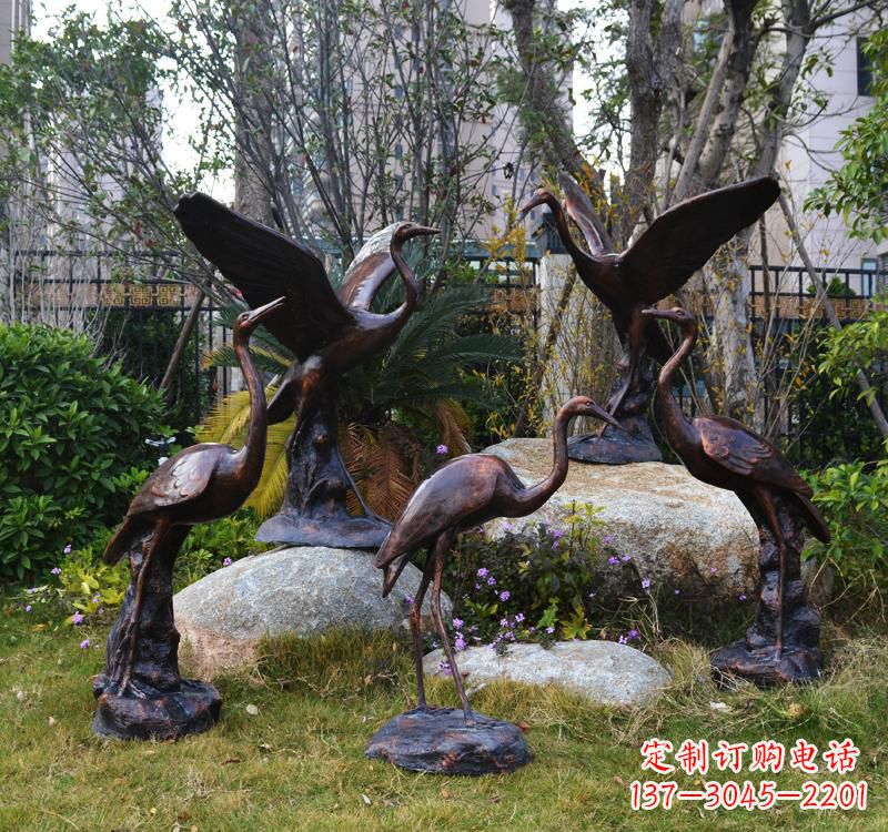 商丘仙鹤铜雕塑 (2)