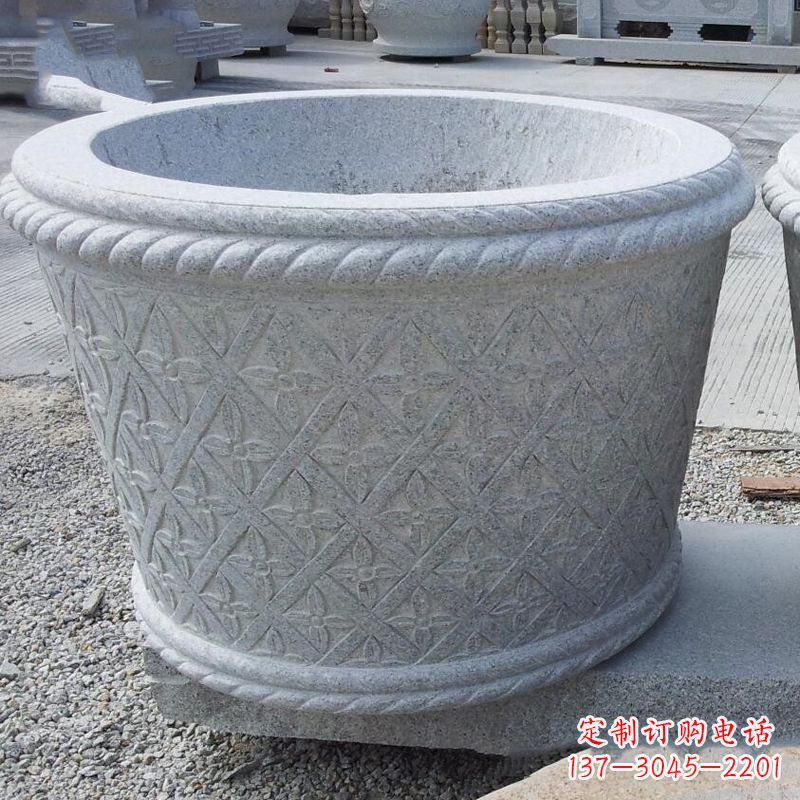 商丘现代石雕花盆雕塑