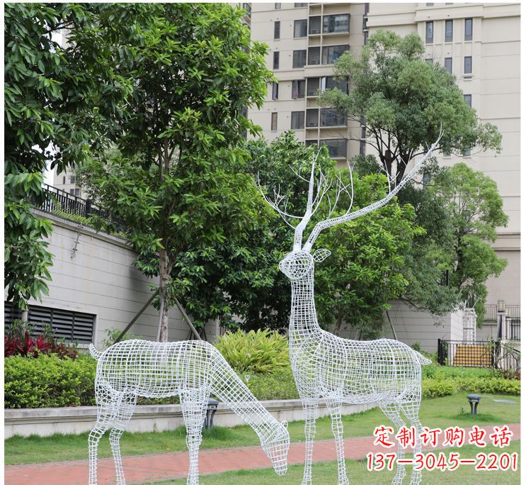 商丘小区不锈钢镂空梅花鹿鹿雕塑