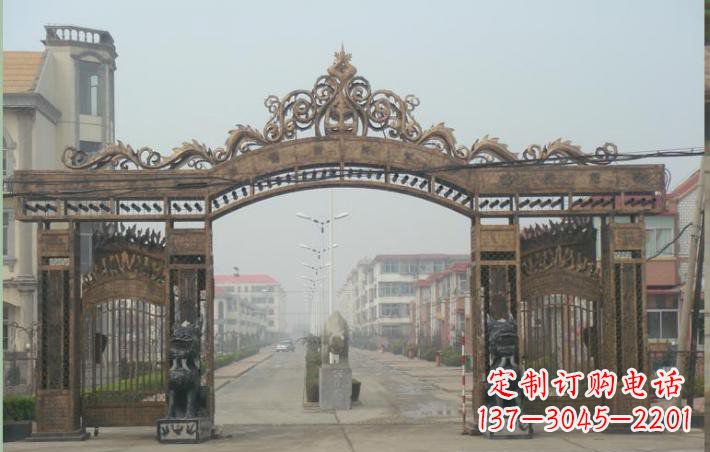 商丘小区不锈钢门口牌坊雕塑