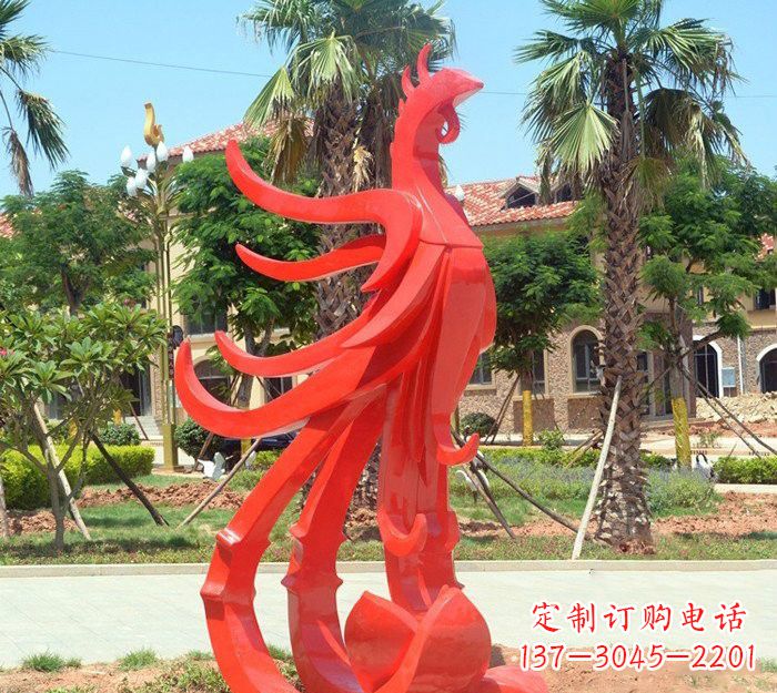 商丘小区抽象不锈钢凤凰雕塑