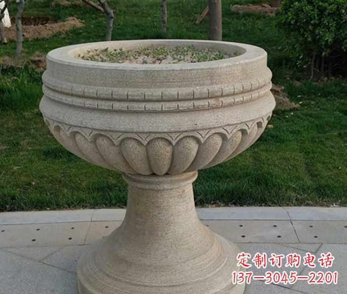 商丘小区大理石花盆摆件石雕