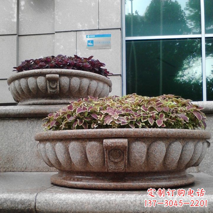 商丘小区花岗岩石雕花盆