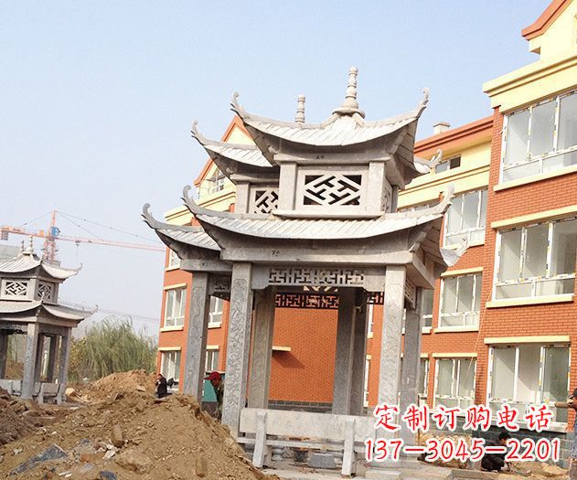 商丘小区景观大理石凉亭石雕