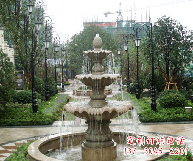 商丘小区景观大理石喷泉石雕 (4)