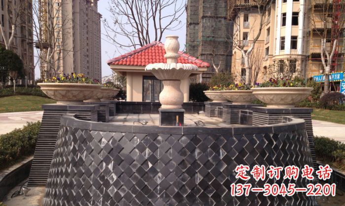 商丘小区景观大理石喷泉石雕 (3)