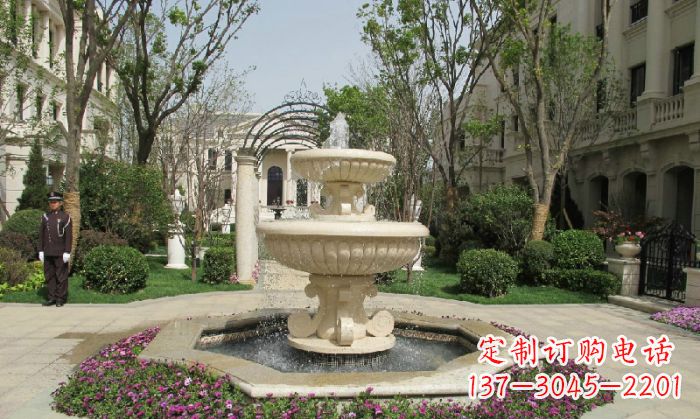 商丘小区景观大理石喷泉石雕 (7)