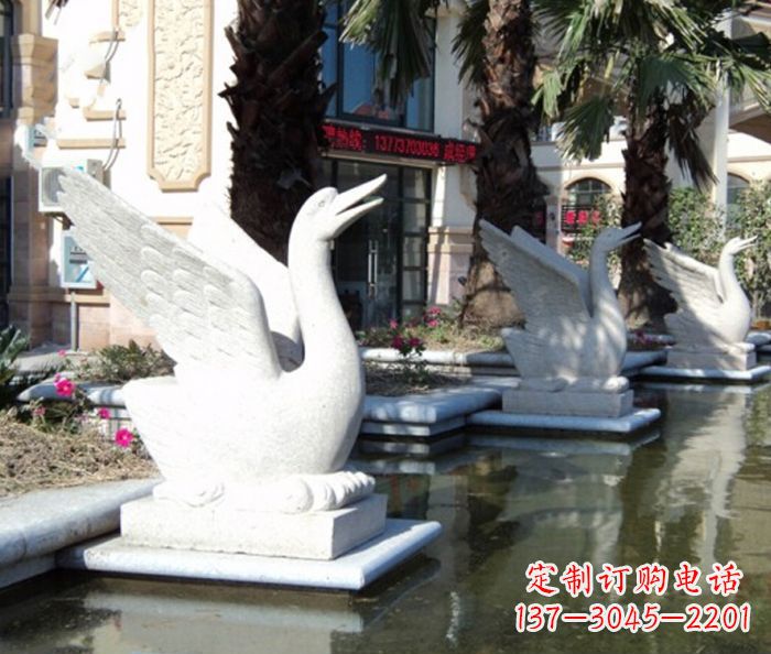 商丘小区景观大理石天鹅喷泉石雕