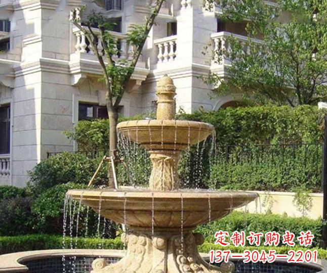 商丘小区景观晚霞红多层喷泉石雕 (4)