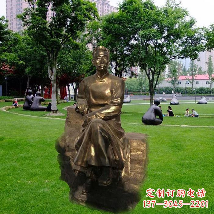 商丘校园名人鲁迅先生玻璃钢仿铜雕像