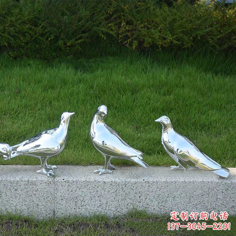 商丘银白色不锈钢电镀鸽子雕塑摆件