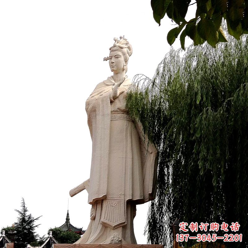 商丘虞姬砂岩石雕-景区园林古代人物著名美女雕像