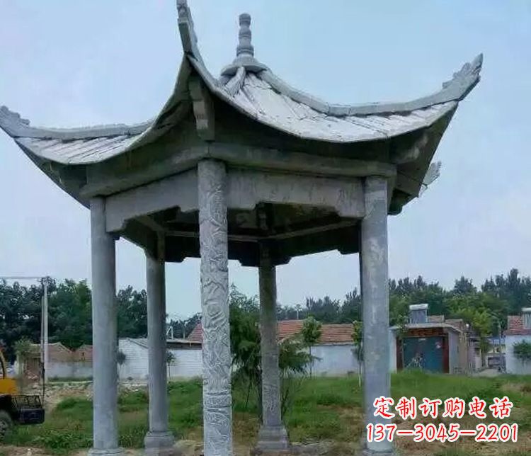 商丘园林仿古六角凉亭景观石雕