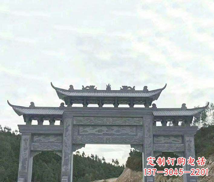 商丘园林仿古三门石牌坊景观石雕