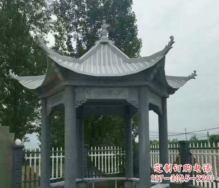 商丘园林仿古石凉亭景观石雕 (2)