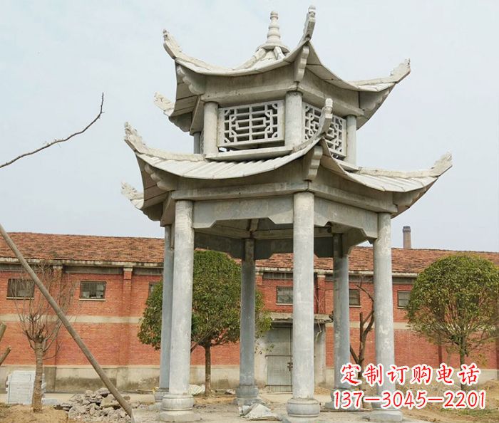 商丘园林仿古双层石雕凉亭 (2)