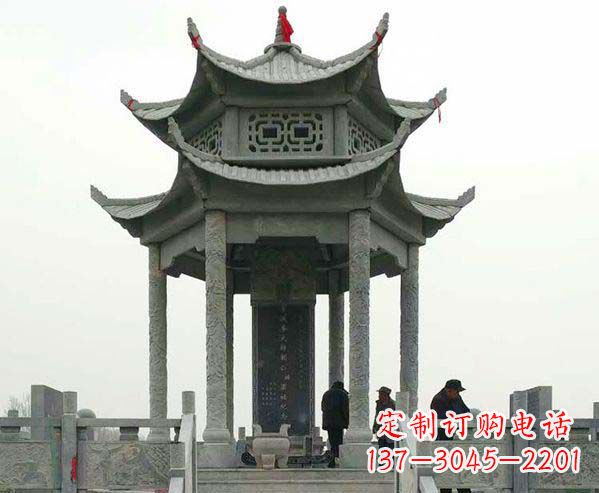商丘园林仿古双层石凉亭景观石雕
